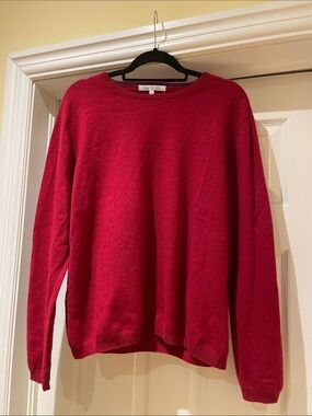 Isle 💯 Cashmere Women's Red Crewneck Sweater Essentials Quiet Luxury XL